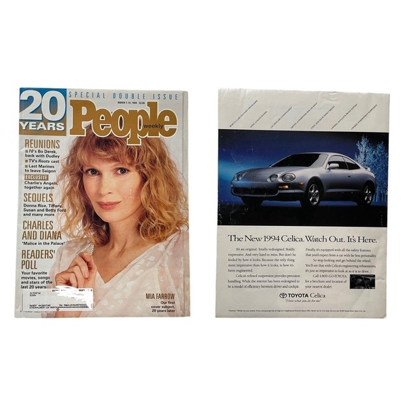 MIA FARROW 20 YEAR ANNIVERSARY 1994 People Magazine BO DEREK PRINCESS DIANA - Picture 9 of 9